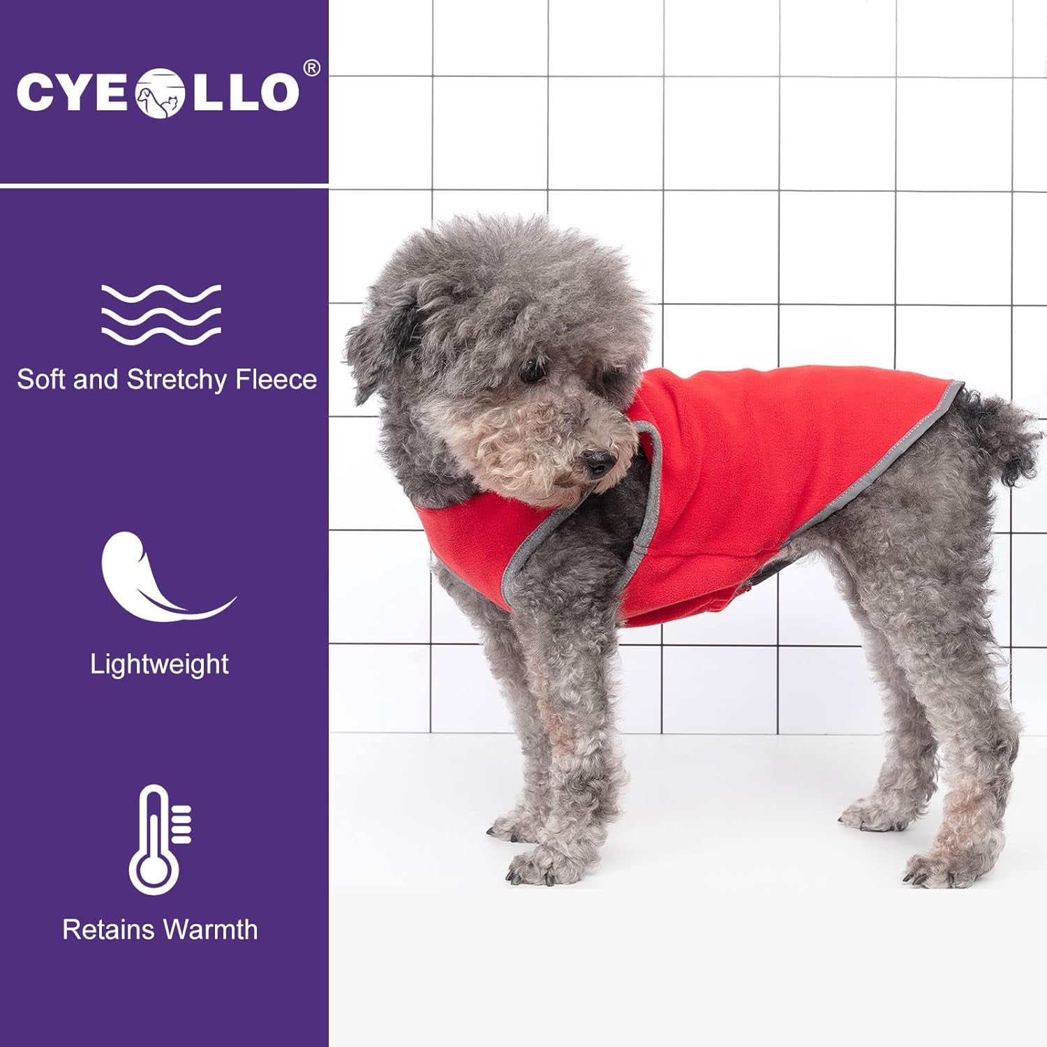 Cozy 2-Pack Dog Fleece Sweaters with Reflective Stripes - Soft Pullovers for Small Dogs in Red & Grey